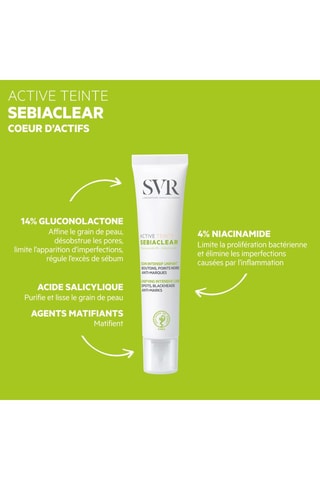 Intensieve Verzorging Tegen Puistjes Mee-eters en Vlekjes Active Tint Sebiaclear - 40 ml