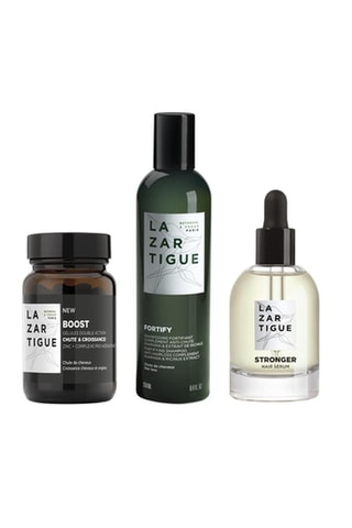 	Gélules double action chute et croissance Boost, Shampoing fortifiant antichute Fortify et Shampoing fortifiant antichute Fortify 