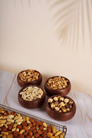 4 ciotole per salsa in legno - 9 x 9 x 5 cm
