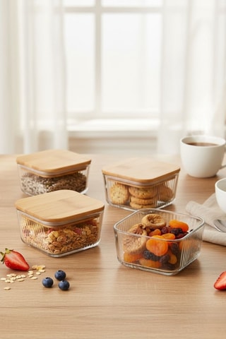 4 contenitori salvafreschezza in vetro - 30 cl