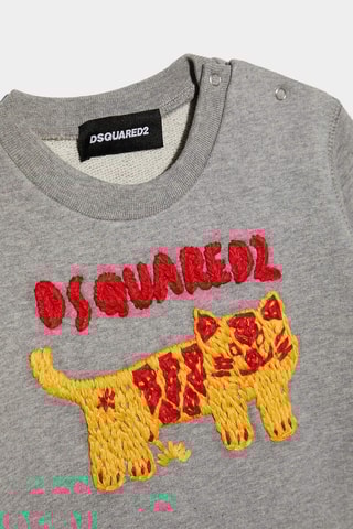 Sweat - Gris chiné et rouge