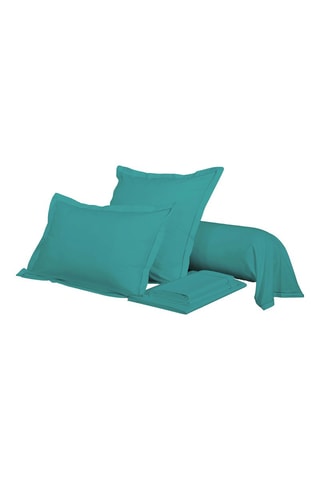 Funda de almohada de percal de algodón 79 hilos/cm² - Pavo real