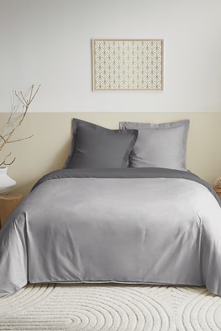 Juego de nórdico reversible de algodón 57 hilos/cm² - Antracita y gris