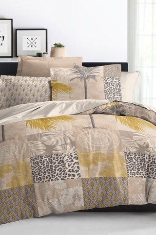 Juego de nórdico reversible de algodón 57 hilos/cm² - Dorado y amarillo