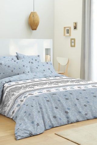 Juego de cama de algodón Heart Bleu - 57 hilos/cm² - Azul