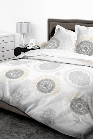 Juego de cama de algodón 57 hilos/cm² - Blanco y gris