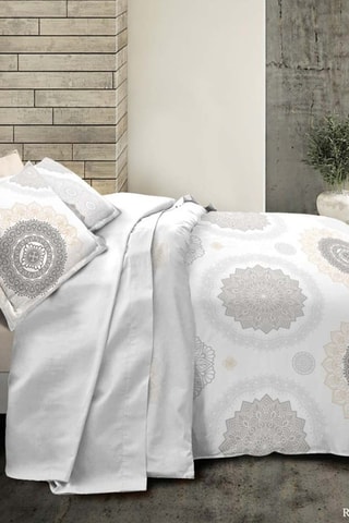 Juego de cama de algodón 57 hilos/cm² - Blanco y gris