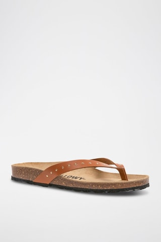 Tongs en cuir - Camel