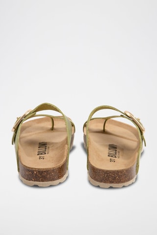 Sandálias em nobuck Verde-água