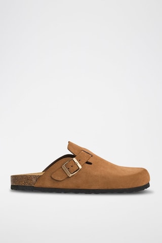 Sabot in pelle scamosciata Rosso - Cammello