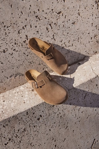 Sabot in pelle scamosciata Rosso - Beige