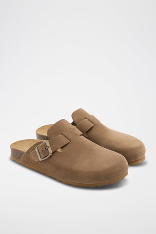 Sabot in pelle scamosciata Rosso - Beige