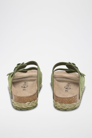 Mules com plataforma de nobuck - Verde