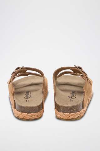 Mules com plataforma de nobuck - Castanho