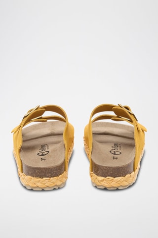 Mules com plataforma de nobuck - Amarelo