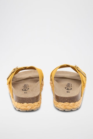 Mules com plataforma de nobuck - Amarelo