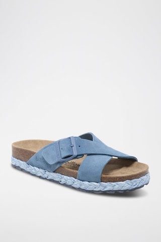 Mules com plataforma de nobuck - Azul