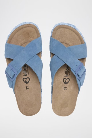 Mules com plataforma de nobuck - Azul