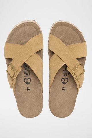 Mules com plataforma de nobuck - Camel