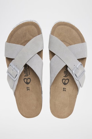 Mules com plataforma de nobuck - Cinzento