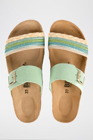 Mules em couro Turquesa