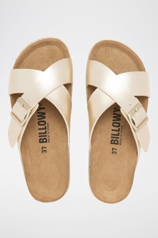 Mules com plataforma em couro - Dourado