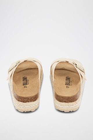 Mules com plataforma em couro - Dourado