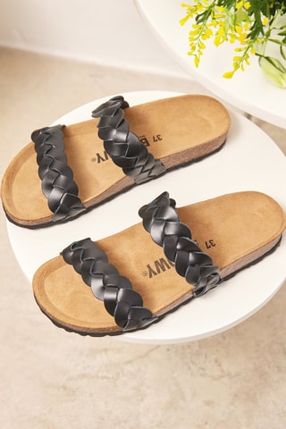 Mules em couro - Preto 