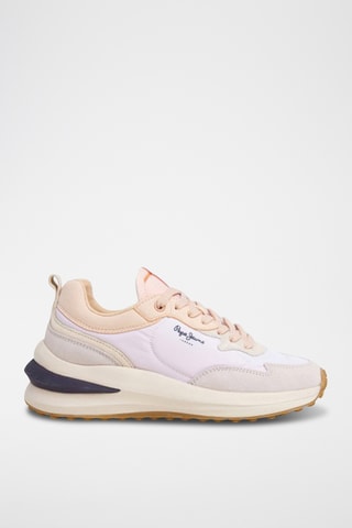 Baskets compensées en nubuck - Beige et pêche