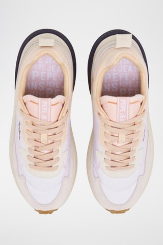 Baskets compensées en nubuck - Beige et pêche