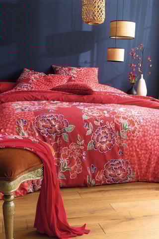 Housse de couette réversible Fleurs Divines - Rouge