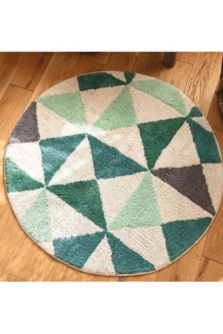 Tapis de bain rond Caracas - Vert et blanc - 80 cm