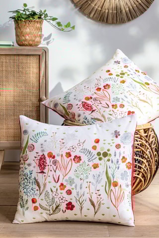 2 coussins Fleurs des champs - Blanc - 40 x 40 cm