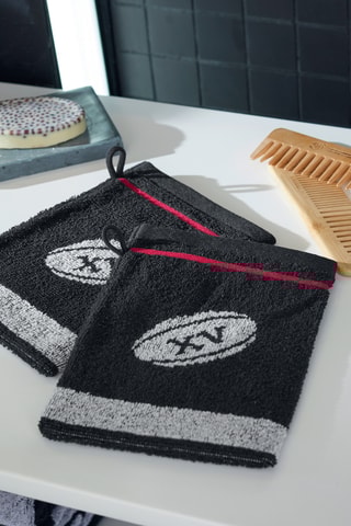 2 gants de toilette Dans la mêlée - Noir