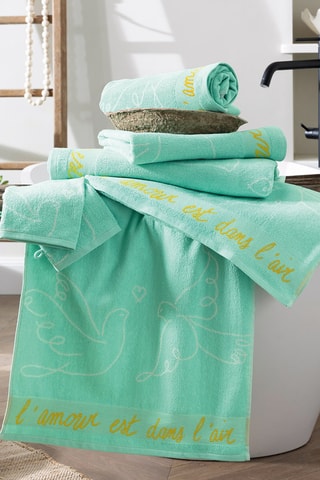 2 gants de toilette Amour de Colombes - Vert