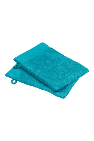2 gants de toilette Sensation Bleu Cascade - Turquoise