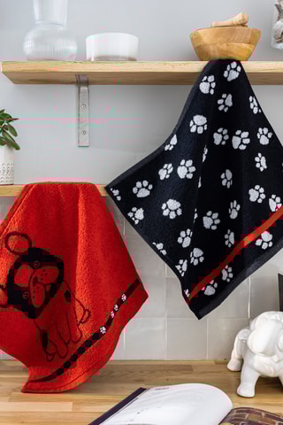 Serviette invité Oscar et Gribouille - Noir - 40 x 40 cm