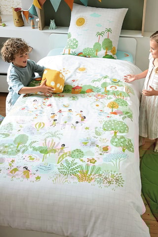 Taie d'oreiller en coton Si on jouait - 52 fils/cm² - Ciel - 63 x 63 cm