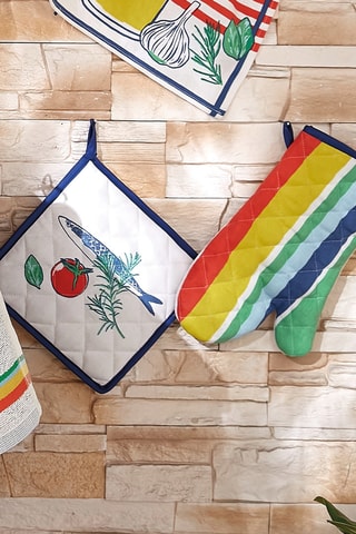 Gant de cuisine et manique La Sardine - Bleu