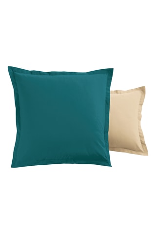 Taie d'oreiller en coton - 57 fils/cm² - Bleu canard et beige