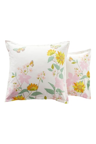 Taie d'oreiller en coton Eclats d'été - 57 fils/cm² - Blanc