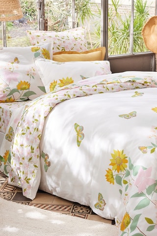 Taie d'oreiller en coton Eclats d'été - 57 fils/cm² - Blanc