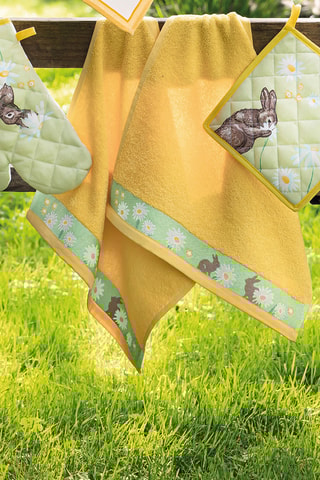 2 serviettes invité Au milieu des marguerites - Jaune - 40 x 40 cm