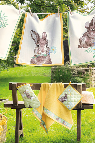 2 serviettes invité Au milieu des marguerites - Jaune - 40 x 40 cm