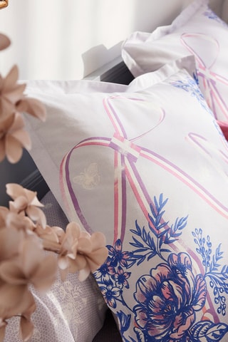 Taie d'oreiller en coton Jardin Dentelle - 57 fils/cm² - Blanc