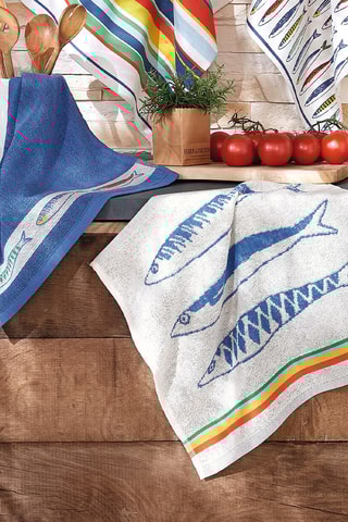 2 serviettes invité La Sardine - Bleu - 40 x 40 cm