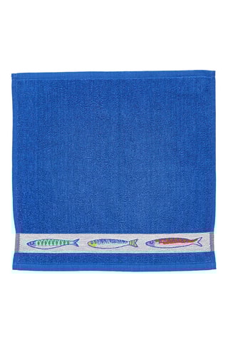 2 serviettes invité La Sardine - Bleu - 40 x 40 cm