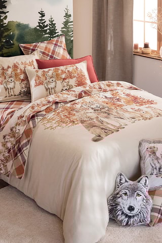 Taie d'oreiller Câlins en forêt - Beige - 63 x 63 cm