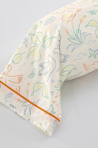 Taie de traversin en coton Un Amour de Colombes - 52 fils/cm² - Blanc - 86 x 185 cm