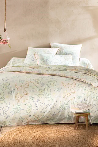 Taie de traversin en coton Un Amour de Colombes - 52 fils/cm² - Blanc - 86 x 185 cm